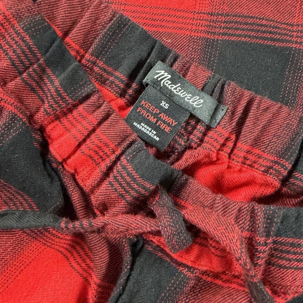 Madewell Pajama Set Womens XS Red Black Buffalo Plaid Flannel AG568 NWT - Picture 10 of 14